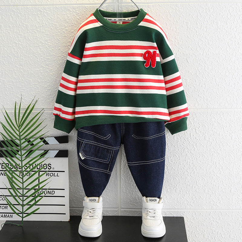 Toddler Boys Sweater Boys Spring and Autumn Suit Casual Two-Piece Suit