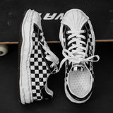 designer Sneaker Shoes Retro Hong Kong Style Chessboard Plaid Casual Men's Shoes Summer Fashion Low Top Colorblock Board Shoes