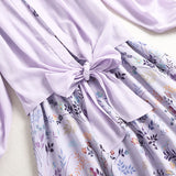 MIDI Mauve Wrap Dress Printed Chiffon Suspender Dress