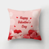 Valentine's Day Pillow Covers 4 Piece Random Styles Together, Letter Heart Printing Peach Skin Fabric Sofa Square Pillow Cushion Cover