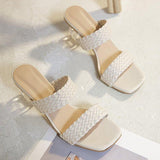 High Heels Slides Large Size Summer Fashion Woven High Heel Sandals