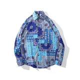 Man Fall Outfits High Street Vintage Paisley Full Printed Long Sleeve Shirt Men's Loose Casual