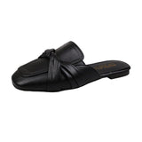 Finn Chain Pointed Toe Mule Closed Toe Half Slippers Women's Summer Outdoor Casual Square Toe Flat Bottom Lazy Half Slippers