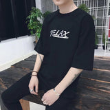 Men T-Shirts Loose Half Sleeve Round Neck Print