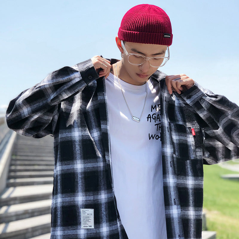 Men's Shirts Plaid Long Sleeve Shirt Thin Loose