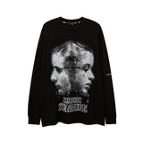 Man Fall Outfits Vintage Graffiti Printing Long Sleeve T-shirt Men and Women Autumn Sweater