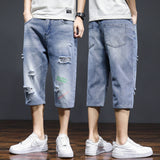 Men Jorts Boys Ripped Letter Print Printed Middle Pants