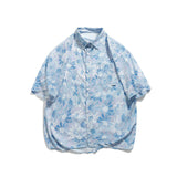 Men T Shitrs Blooming Flowers Printing Lapel