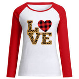 Valentine's Day T Shirt Love Leopard Print Letter Plaid Heart Printing Women's T-shirt