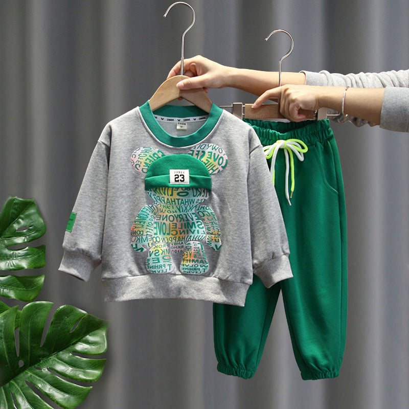 Toddler Boys Sweater Suit Spring and Autumn Season Red Gym Clothes