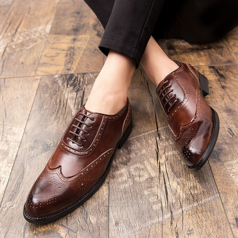 Men's Dress Shoes Classic Leather Oxfords Casual Cushioned Loafer Personality Fashion Men's Shoes Casual Leather Shoes