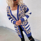 Women Cardigan Sweater Women's Leopard Print Sweater for Autumn and Winter