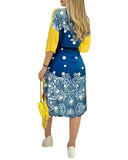 Romanian Gypsy Outfits Printed Button Pocket Long Sleeve Shirt Dress