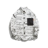 Man Fall Outfis Autumn Clothing Street Hip-Hop Creative Full Printed Contrast Color Pocket Shirt Boys Loose Top