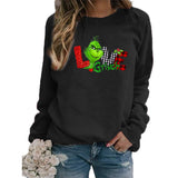 Men and Women Grinch Sweater Christmas Grinch Love Printed Crew Neck Sweatshirt Autumn and Winter