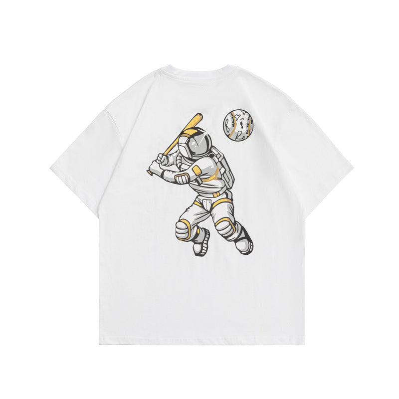 Men T Shitrs Loose Astronaut Print