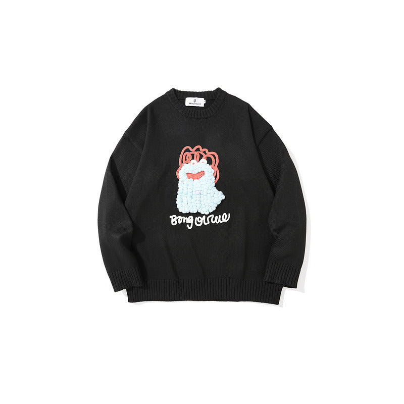 Man Fall Outfits Cartoon Sweater Loose Casual Sweater Coat