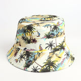 Bucket Hat Fishing Cap Cotton Print Fisherman Hat Coconut Print Sun Protection Hat