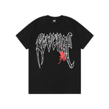 Skull T Shirt Letter Print Spider Web Skull Print Loose