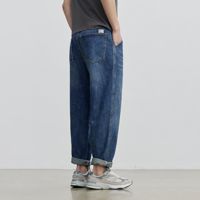 Men Jeans Blue Straight Jeans Men's All-Match Casual