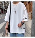 Men T-Shirts Half Sleeve Loose round Neck Half Sleeve Solid Color