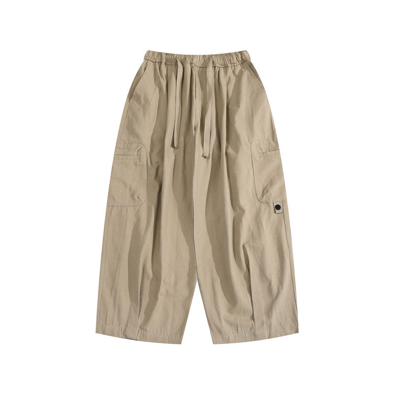 Man Fall Outfis Autumn Solid Color Simple Straight-Leg Pants Loose Cargo Casual Pants