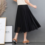 MIDI Mauve Skirt Women's Clothing Mesh Skirt Autumn Middle Fairy Female Dress