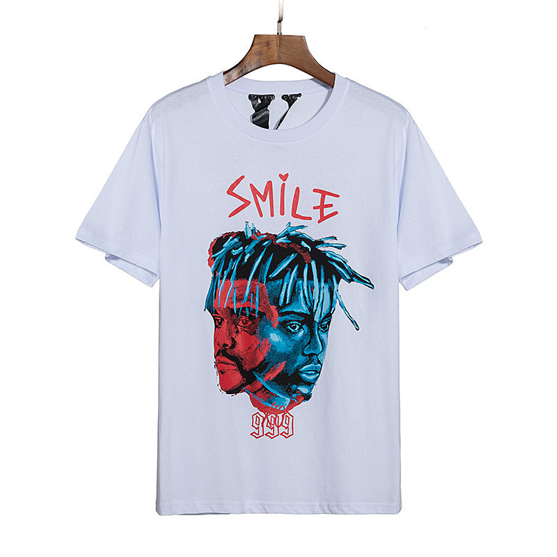 Vlone T Shirt Printed High Street Loose Hip Hop Back Large V Short Sleeve T-Shirt