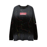 Man Fall Outfits Hip Hop High Street Tie-Dyed Long-Sleeved T-shirt Men's and Women's Oversize Pullover Thin Sweater