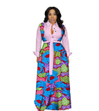 Romany Gypsy Outfits Digital Printed Large Swing Skirt with Belt Dress