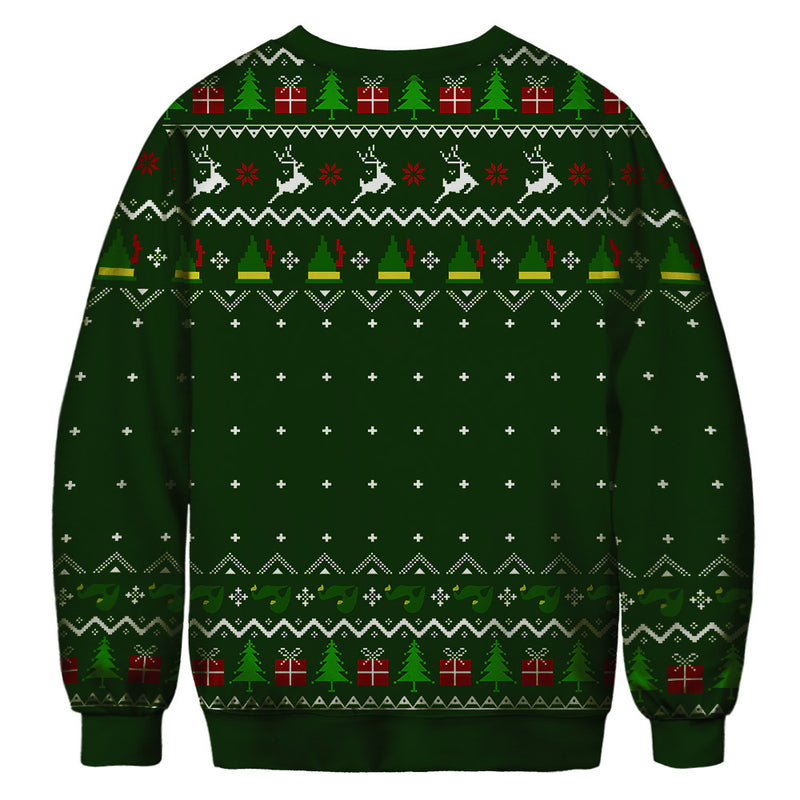 Men and Women Grinch Sweater Christmas Printed Crew Neck Sweatshirt Loose Couple