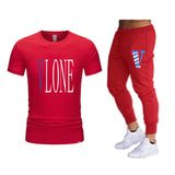 Vlone T Shirts & Pants 2 Piece Set Men'S Suit Summer T-Shirt Short Sleeve Trousers Sports And Leisure