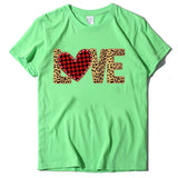 Valentine's Day T Shirt Large Size T-shirt Short Sleeve Leopard Print Love Red Plaid Heart Printing Spring and Summer