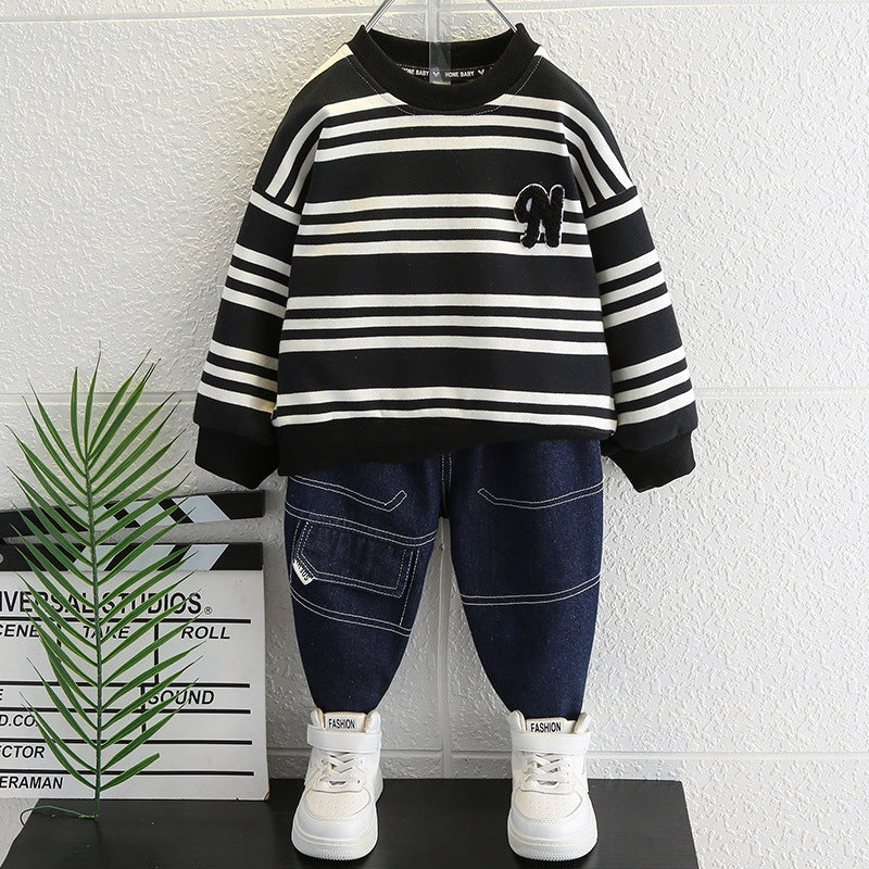 Toddler Boys Sweater Boys Spring and Autumn Suit Casual Two-Piece Suit