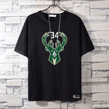 Basketball Sports T Shirt Nba Stag No. 34 Basketball Sports Student Short Sleeve T-Shirt Men