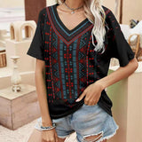 Romanian Gypsy Outfits Western Ethnic Style Short Sleeve T-shirt Top