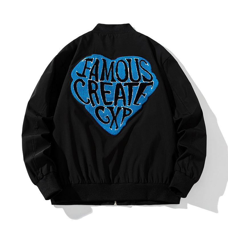 Varsity Jacket Vintage Towel Embroidered Jacket Men'S Autumn And Winter Cotton Baseball Uniform