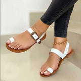 Women Open Toe Sandals Flats Summer Buckle Flat Sandals Fashion Slippers