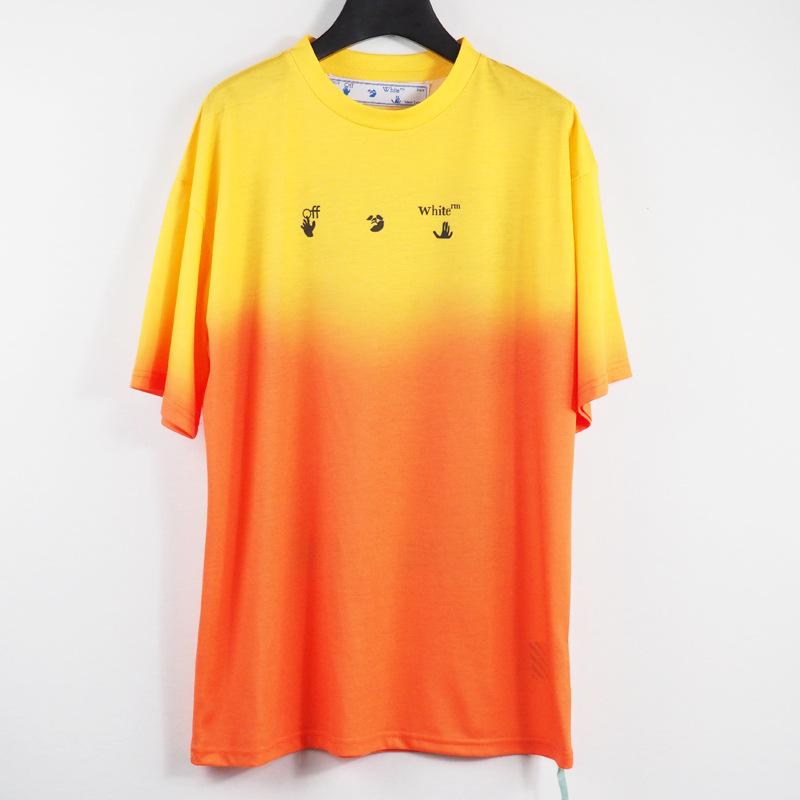 Off White T Shirt Casual Loose Tshirt Gradient Color Arrow Print Owt