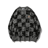 Men Sweater Cartoon Jacquard Plaid Sweater Men 'S Pullover