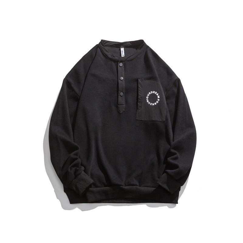 Crew Neck Sweatshirts Men's Autumn Loose Stitching Printing Top