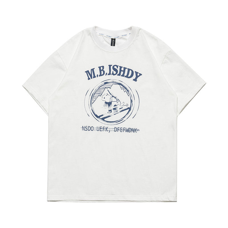 Men T Shitrs Little Bear Ski Pattern Printing