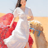 Coachella Music Festival Outfits Red Slimming Sun Protection Seaside Vacation Travel Desert Travel Dress
