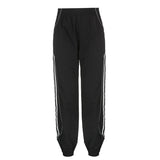 Julia Fox Low Rise Jeans Side Split Contrast Color Stripe Design Casual Sports Pants Low Waist All-Match Hip Hop Woven Trouser