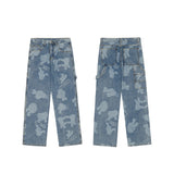 Man Fall Outfits Hip Hop Retro Loose Casual Wide Printed Straight Jeans for Men and Women
