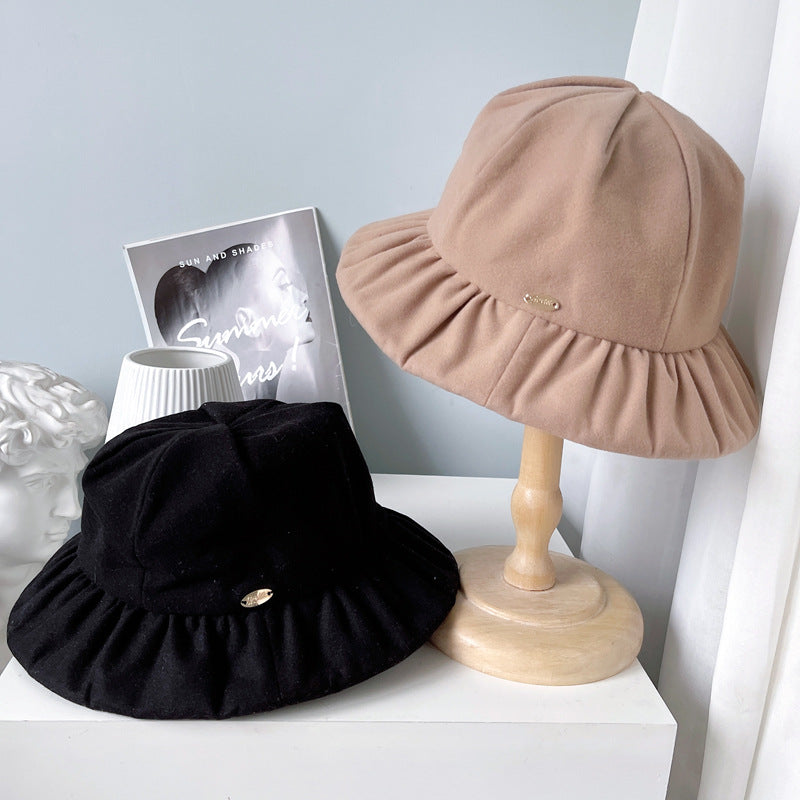 Lorna Murray Hats Bucket Hat Children Warm Cloth Cap Solid Color Simple Basin Hat