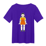 Squid Game Costume round Six Wooden Printed Top Short Sleeve T-shirt