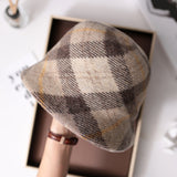 Vintage Check Bucket Hat Bucket Hat Woolen Cap Warm