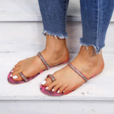 Women Open Toe Sandals Flats Large Size Sandals Summer Flat Fashion Square Toe Slippers