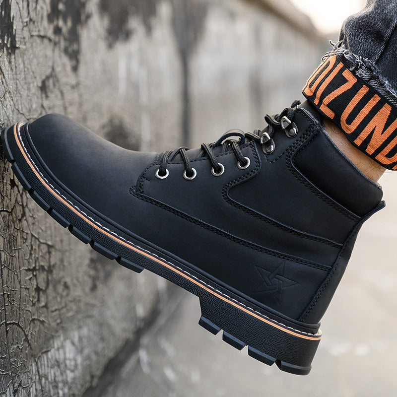 Men's Boots Work Boot Men Casual Hiking Boots Mid-Top Warm Lightweight Protective plus Size Retro Men's Shoes